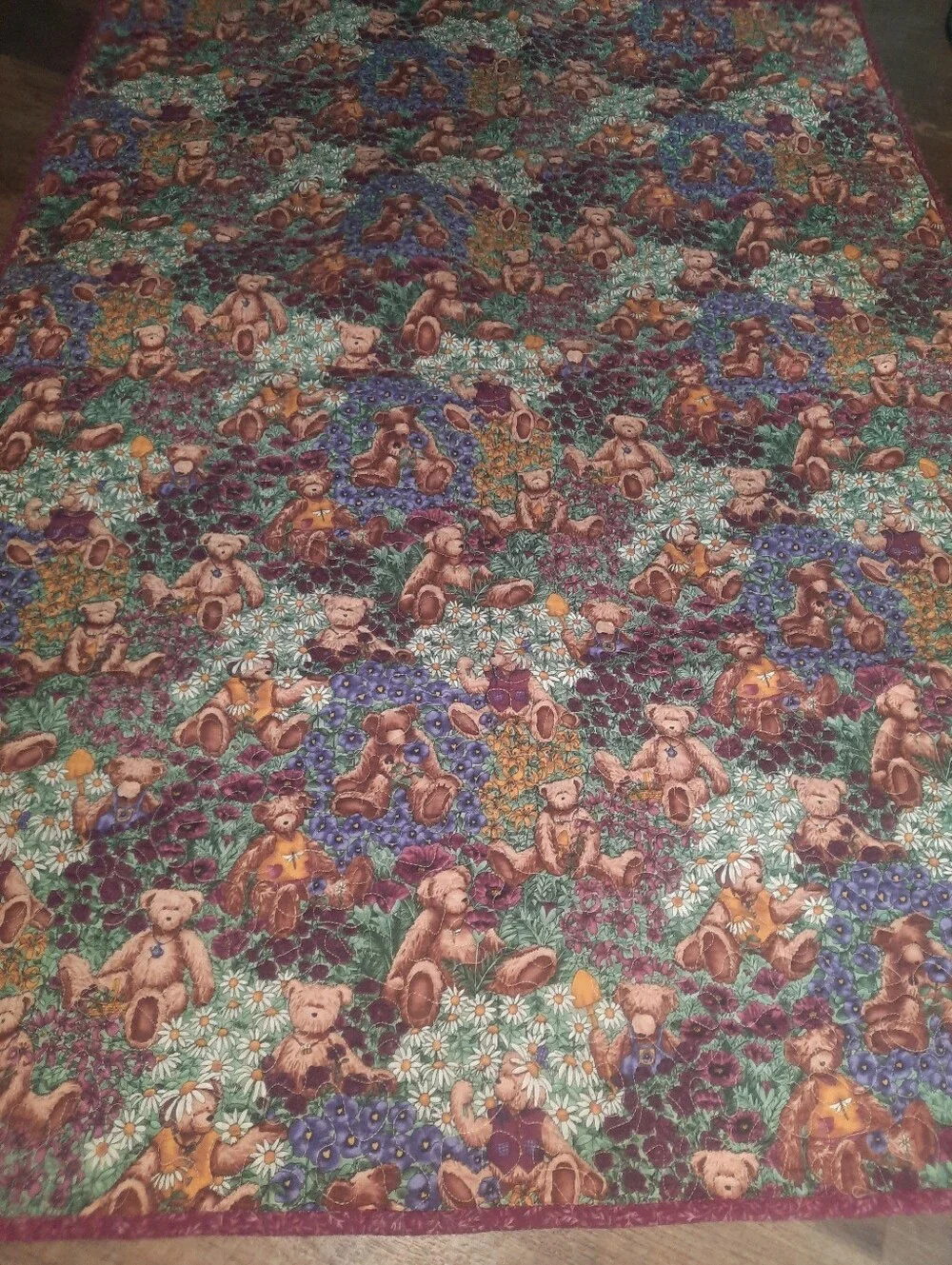 Floral Garden Party Small Teddy Bear Quilt- Daisy, Lily, Pansy, Poppy